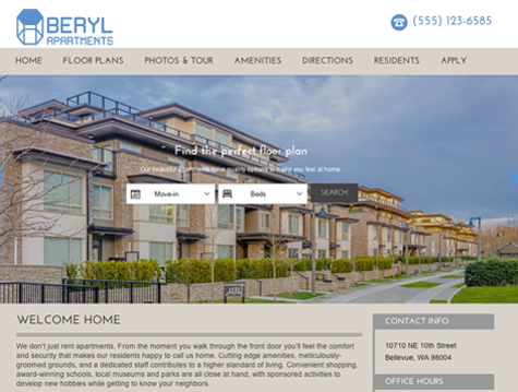 Beryl Premium apartment website design