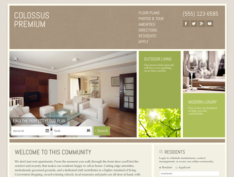 Colossus Premium apartment website design