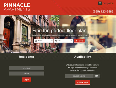 Pinnacle Premium apartment website design